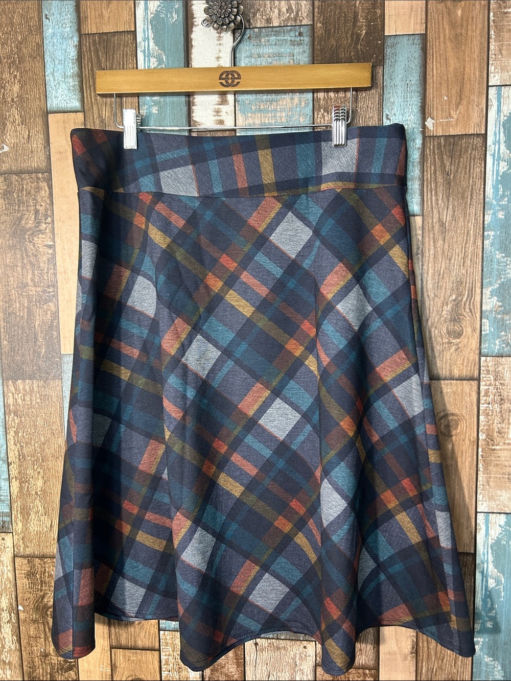 NYCC Classic A-Line Plaid Skirt in Navy and Teal